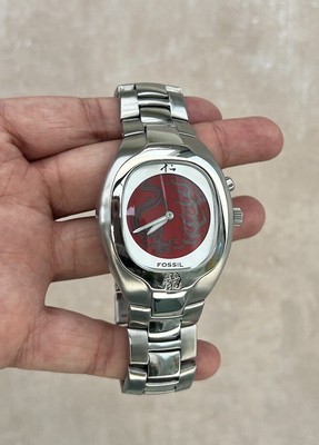 SUPER RARE y2k Red Dragon FOSSIL Big Tic Watch, JR-8161, Box, Tags 