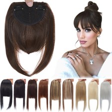 One piece Topper Neat Bangs Real As Human Hair Extensions Natural Clip in Fringe