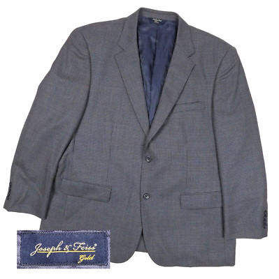 JOSEPH & FEIS ''GOLD'' Gray Birds Eye Blazer 46 Reg 100% Wool Suit Jacket 2 Button
