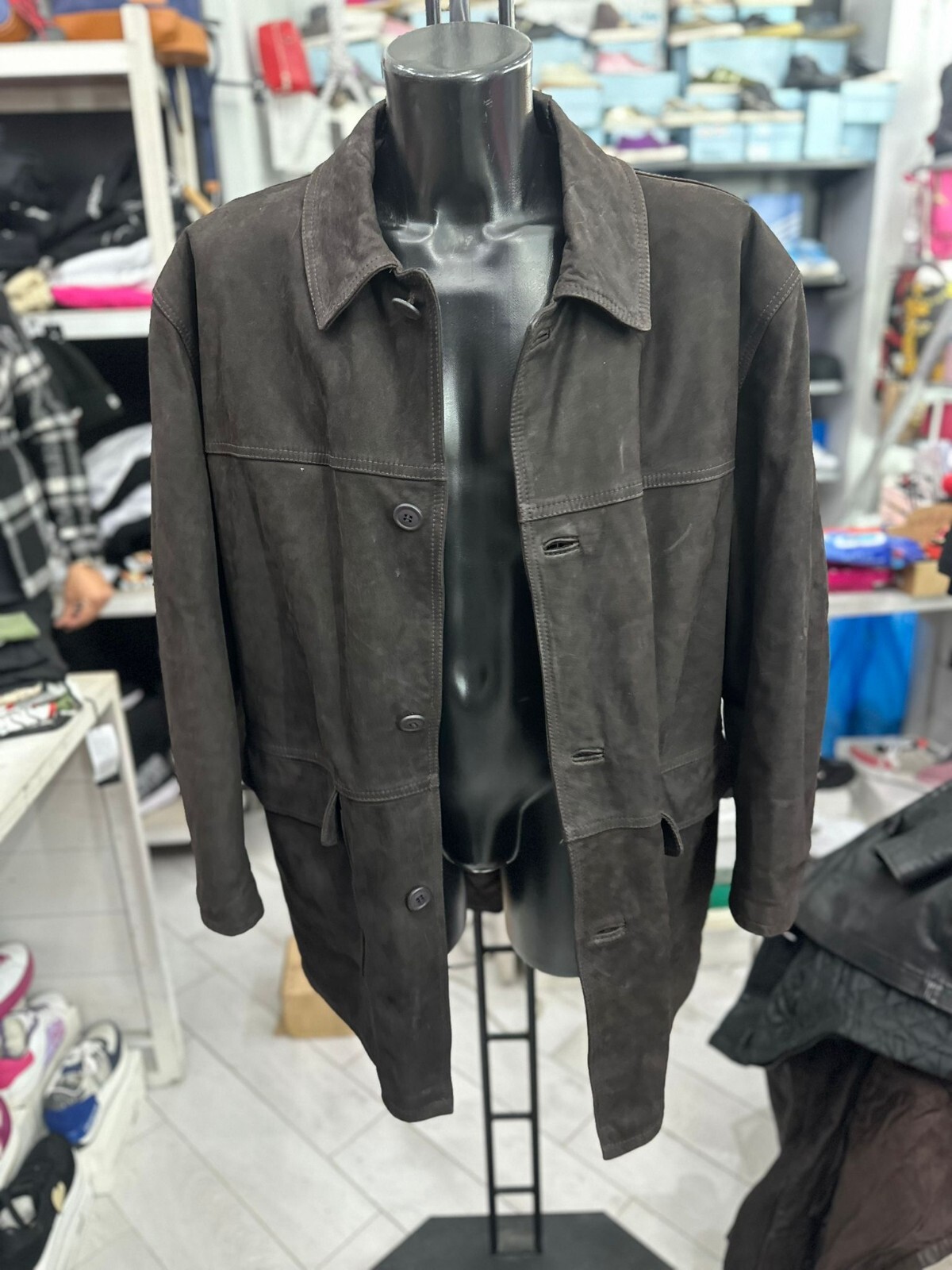 Henry Maddock Distressed Brown Leather Jacket for Men Size 54 LLV469