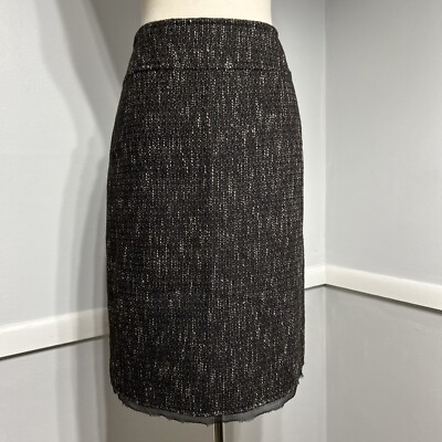 Elie Tahari Fully Reversible Wool Pencil Straight Skirt, Black Brown 10 NWT $278
