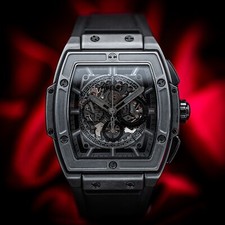 Hublot Spirit of Big Bang All Black Ceramic Chronograph 45mm Skeleton Dial B&P