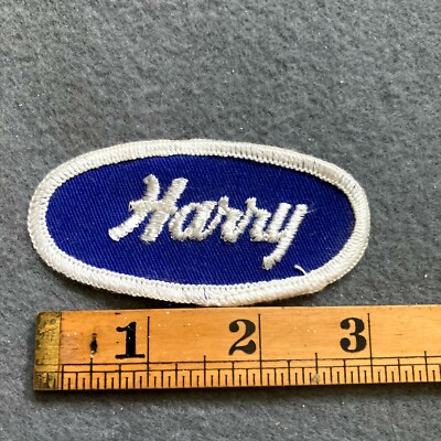 Vintage Harry Name Patch Work Uniform Tag Shop Worker 1960s 1970s