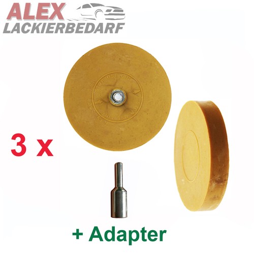 3-tlg. Folienradierer Set Mit Adaptern - Für Auto-Aufkleber & Klebereste - Ø100mm & 88mm