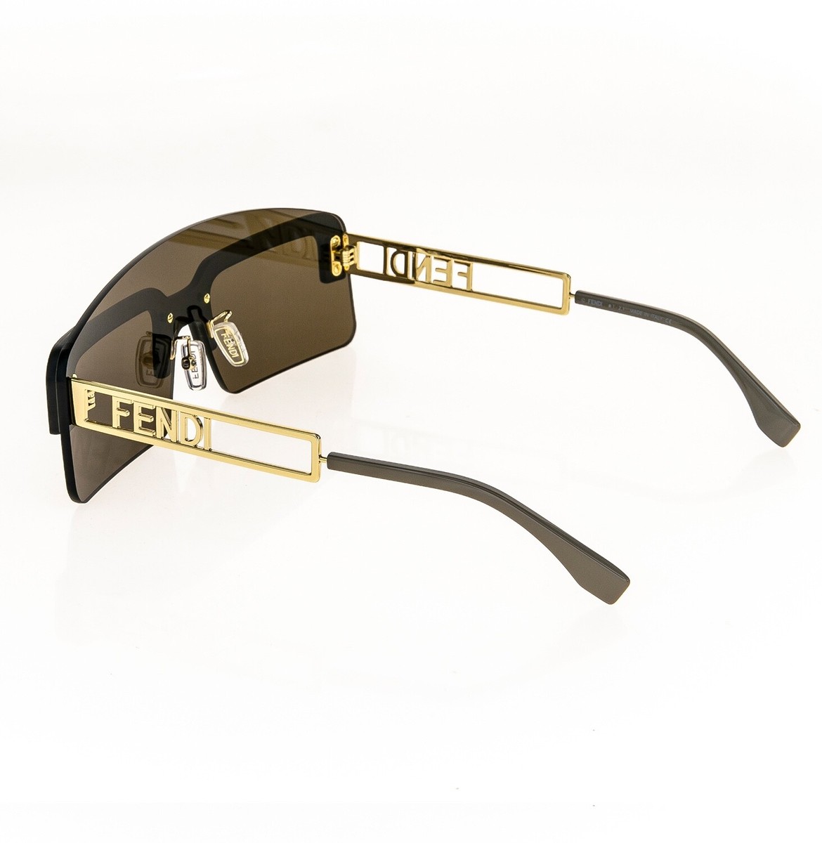 FENDI TECHNICOLOUR 40023 Brown Gold Futuristic Unisex Mask FENDI TECHNICOLOUR 40023 Brown Gold Futuristic Unisex Mask