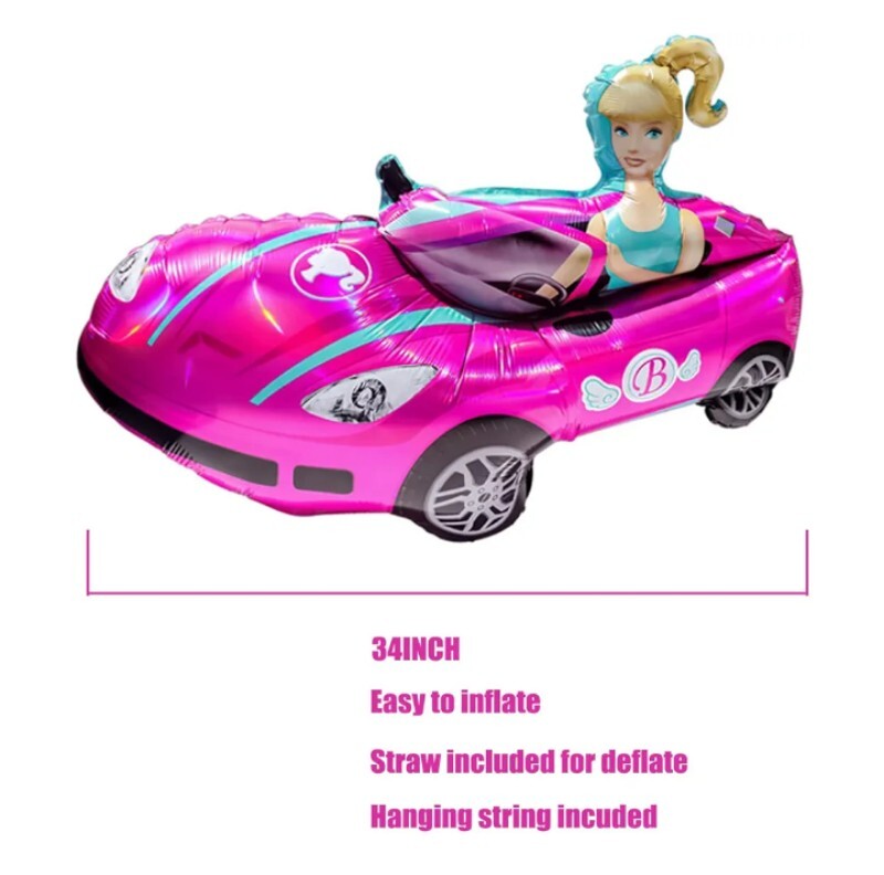 (3Pcs) Barbie Helium Balloons Birthday Party Pink Doll Decorations Set