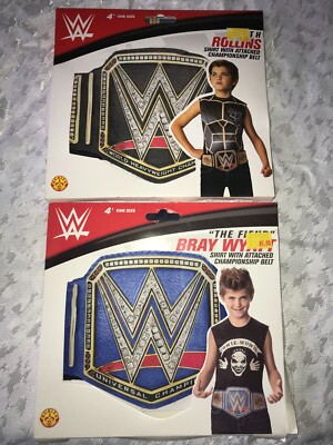 WWE Wrestler SETH ROLLINS & BRAY WYATT Kid Costume SHIRT/CHAMPIONSHIP BELT Combo