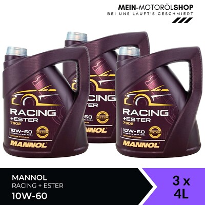 Mannol 7902 Racing + Ester 10W-60 VW Peugeot Mercedes Fiat 3x4 Liter = 12 Liter