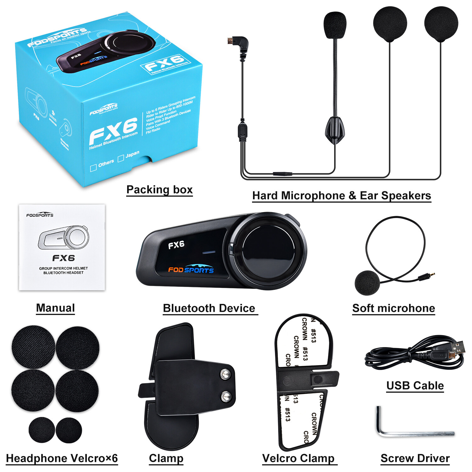 2 X Casco Moto FX6 1000M Citofono Bluetooth Citofono FM - Foto 3