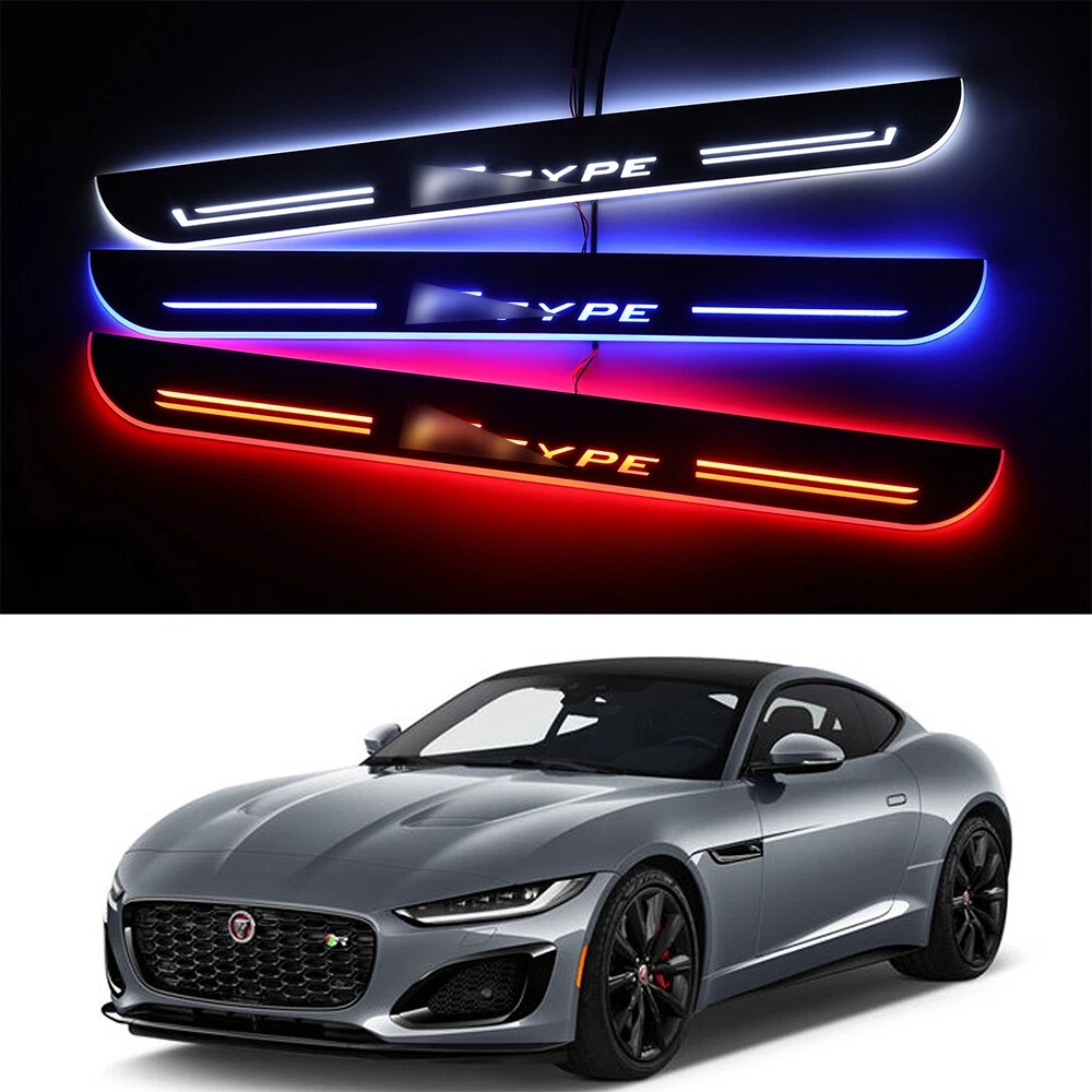 LED Door Sill Car LOGO Scuff Plate DC 12V Fit For Jaguar F TYPE Coupe 2013 2023
