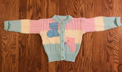 Vintage Alpine Way Pastal Colored Button Up Sweater With Animals Size 2T