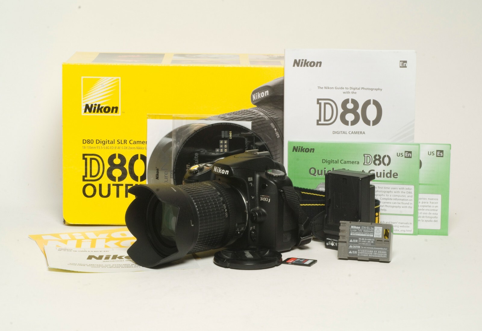 MINT Nikon D80 only 12700 shots 18-135 AFS IF ED lens , SD card , box ,  manuals | eBay