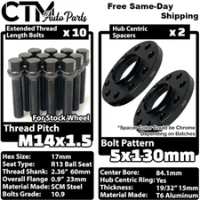 2x 15mm Thick 5x130 84.1mm C.B Wheel Spacer Set Black Bolt Fit Mercedes G Class