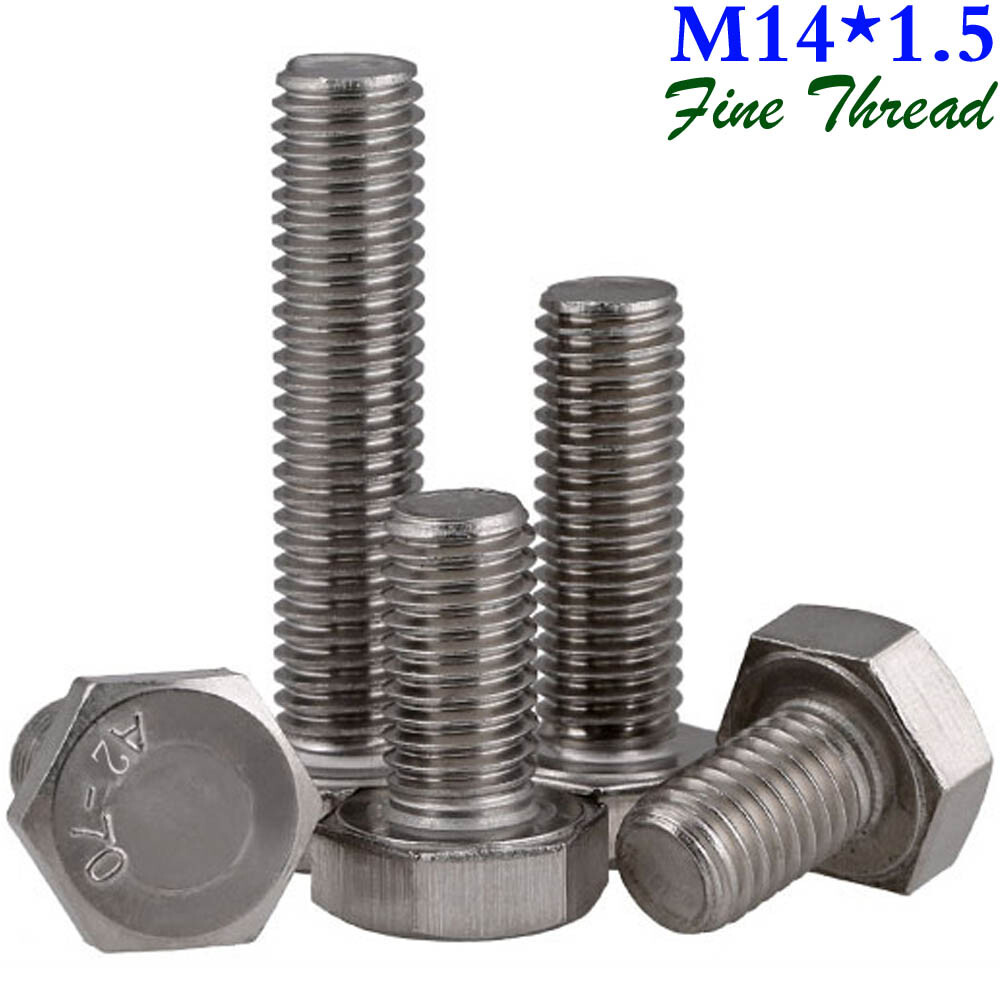 M14 - 1.5 Fine Thread 304 Stainless Steel Full Thread Hex Head Cap