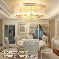 Luxury Crystal Chandelier LED Ceiling Lamp Flush Mount Modern Lighting Fixtures