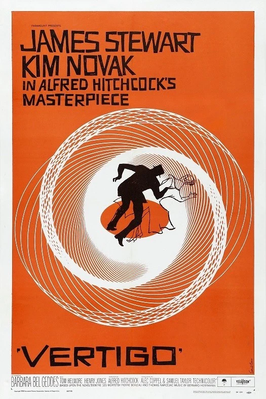 Vertigo movie poster (a) : 11 x 17 inches Alfred Hitchcock, James Stewart