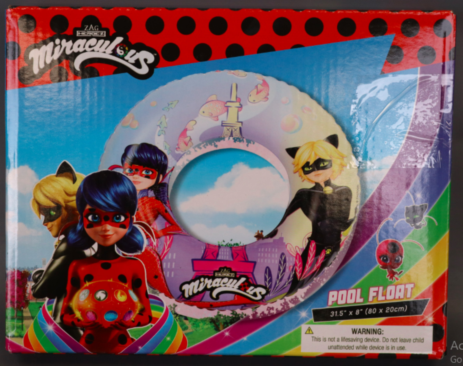 Mighty Mojo Ladybug Cat Noir 30  Inflatable Pool Float Raft Glitter Tube