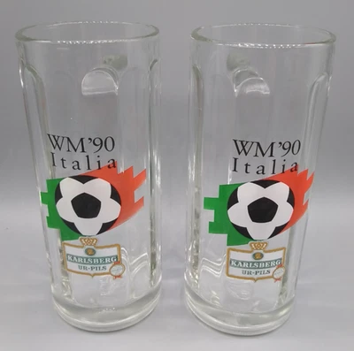 WM-90 Italy Fussball Karlsberg UR-Pils Glaskrüge 2St Germany - Bild 1 von 4
