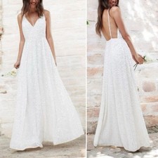 NWT ASOS Ivory Sequined Beaded Josie Backless Cami Maxi Wedding Dress Size 6 NEW