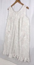 Nicole Vtg Floral Nightgown L White Floral Eyelet Lace Button Front Cottagecore