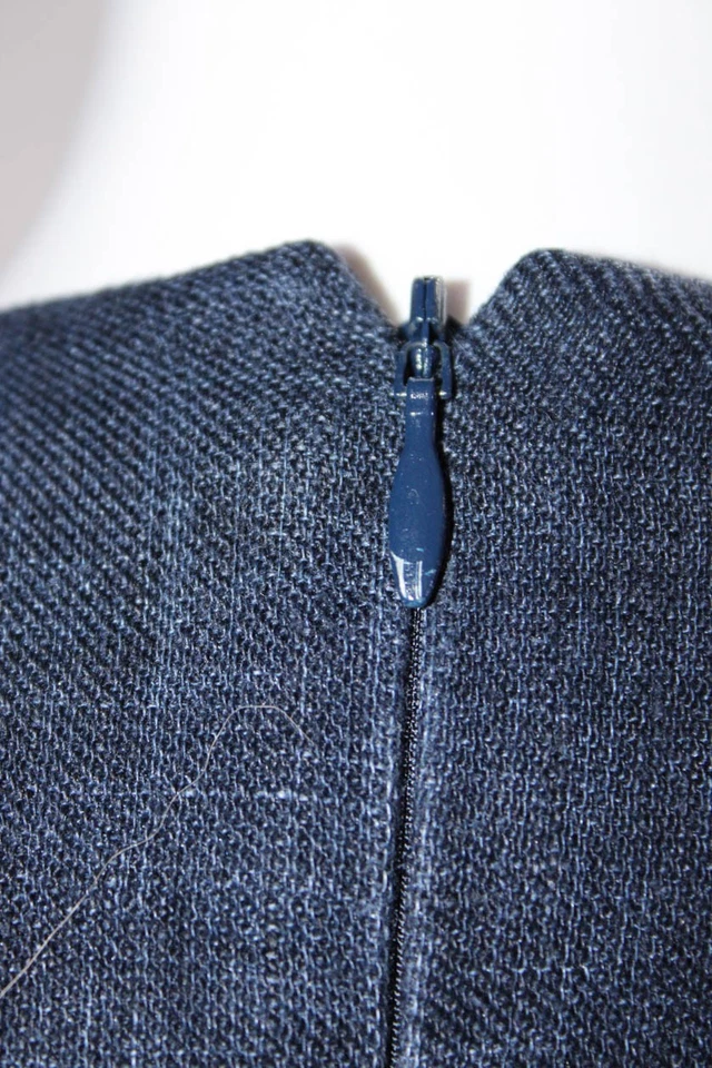 Vestido recto tejido manga corta cuello en V Les Copains para mujer azul lino talla IT 44 L Foto 4 de 4