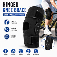 Hinged Knee Brace Compression Sleeve Joint Support Open Patella Stabilizer Wrap