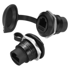 2Pcs RJ45 Cat6 Panel Mount Coupler Female to Female Ethernet LAN Black
