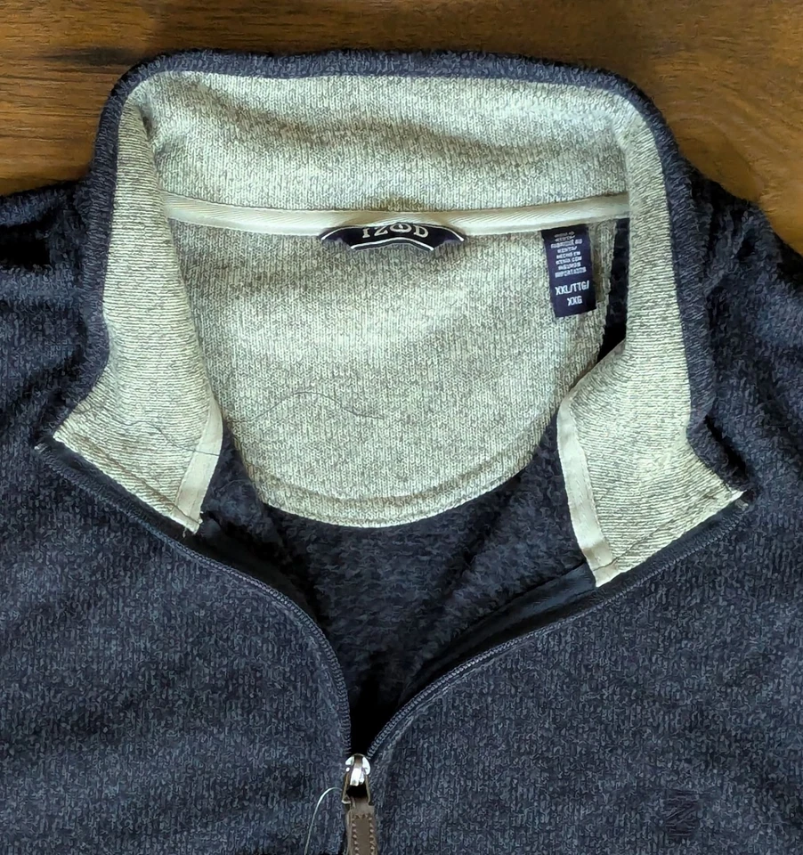 NWT IZOD Dark Blue Pullover Jacket 1/4 Zip Sporty Men's XXL (26.5" pit-pit) - Image 3 of 4
