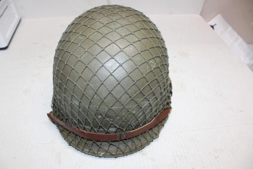 US Military Issue WW2 WWII M1 Steel Pot Helmet wt Liner Chin Strap Net Cover JH9
