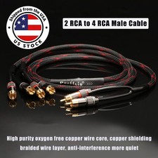 2 Male to 4 Male RCA Adapter HIFI Gold Plated RCA Splitter Audio Extension Wire
