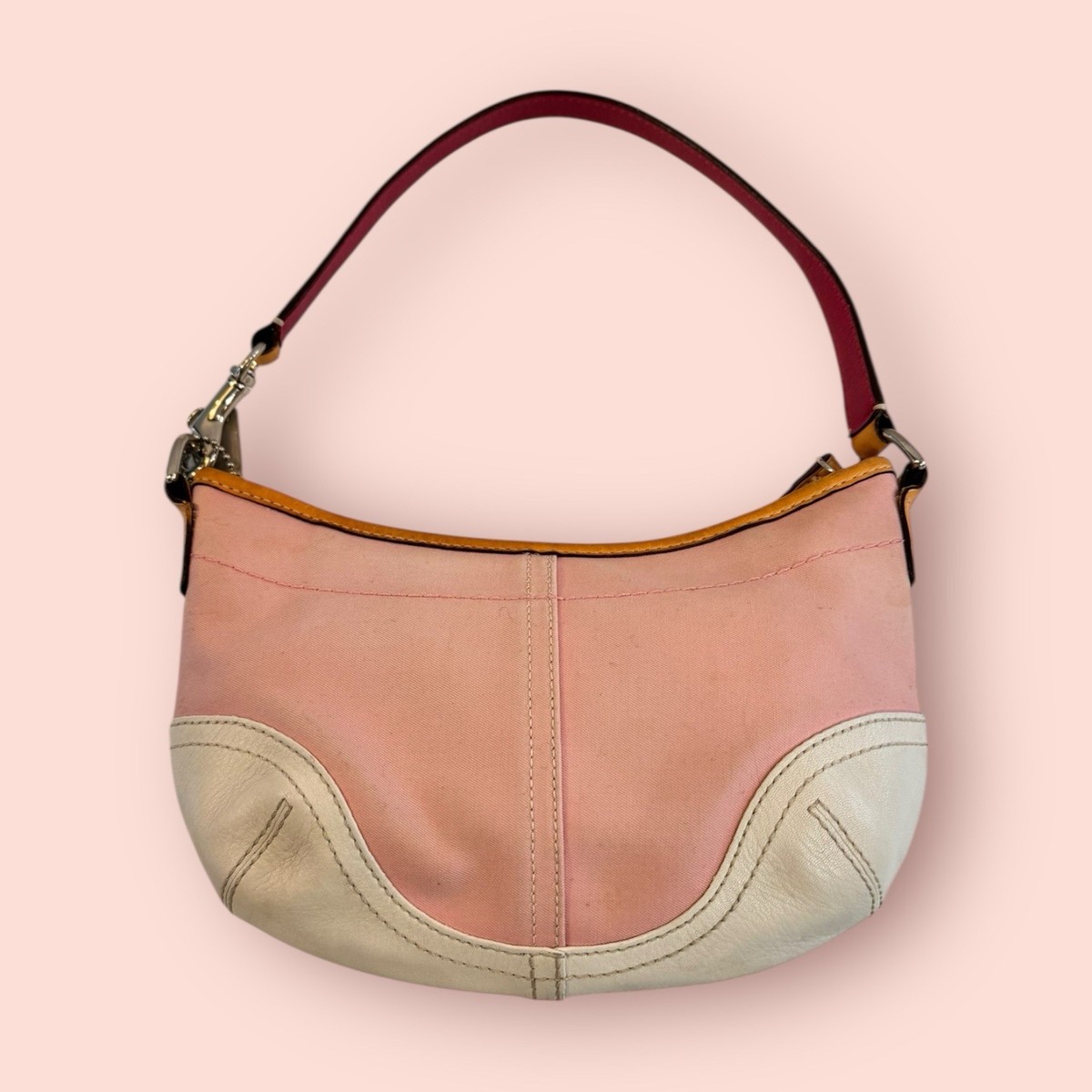 COACH Y2K Vintage Signature Small Pink Hobo Shoulder Bag Purse