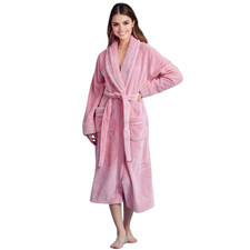 TowelSoft Women Plush Shawl Collar Robe, Fleece Bathrobe, Pink