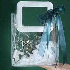 Clear Gift Bag with Handle, 8 Pcs Transparent PVC Gift Bag, Heavy Duty Reusab...