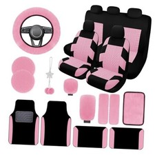 21 Pcs Car Seat Covers Full Set for Women,Car Seat Covers for Car Floor Pink