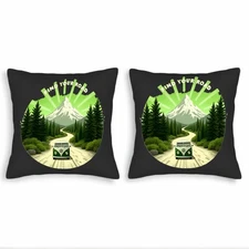Set of 2 Square Throw Pillow Covers 18x18in - Scenic Mountain & Road Design 