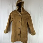 Gap Girls Large Size 10 Faux Suede Calf, Fur Hooded Jacket Casual Winter Coat