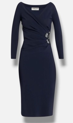 Chiara Boni La Petite Robe Women Blue Onori Sequin Flower A-Line Dress Size 52