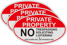 Private Property No Trespassing Sign, No Soliciting Sign for House, 3 Pack 7X4 I