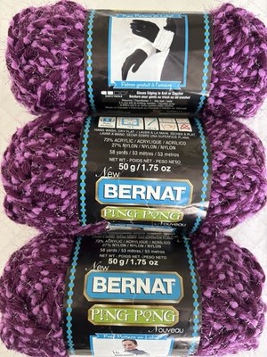 BERNAT Ping Pong Yarn - Lot Of 3 - Purple Passion - 1.75 Oz/58 Yds Each