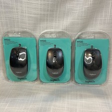 NEW Logitech M100 Wired Optical Computer Mouse Ambidextrous Sealed LOT of 3