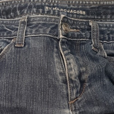 Marc Jacobs Women's Blue Denim Straight Jeans Stretch Pockets Button Logo