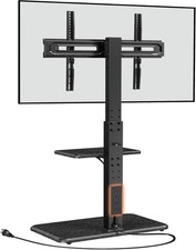 Floor TV Stand with Power Outlet, Universal TV Stand for 32-75 inch TVs