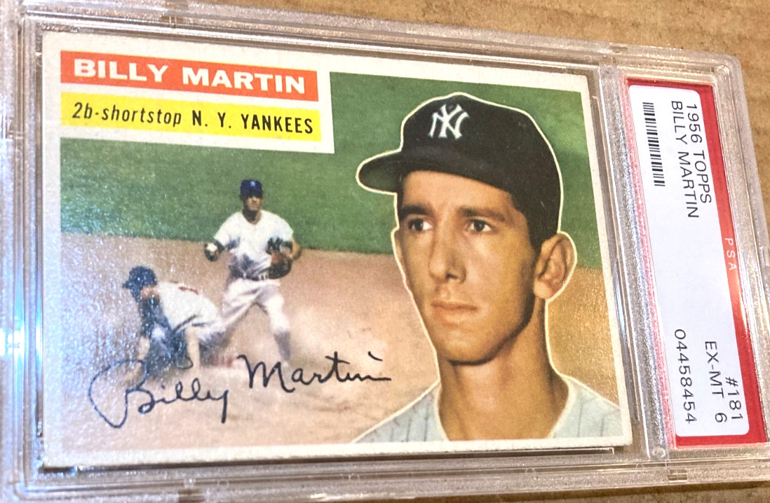 TOPPS 1956 BASEBALL CARD# 181  BILLY MARTIN NEW YORK YANKEES    PSA 6
