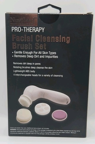 NuvoMed Pro-Therapy Facial Cleaning Brush Set Makeup Massaging & Exfoliating - Picture 3 of 4