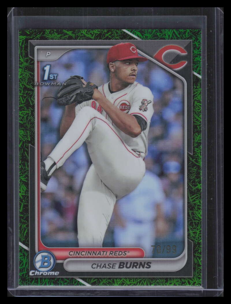 2024 Bowman Chrome Draft Green Grass Refractor bdc55 Chase Burns Rookie 70/99