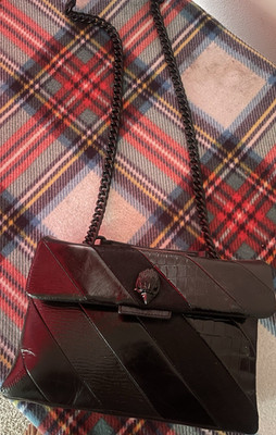 The Kensington Small Black/Red Patent Plaid Crossbody Bag Chain Strap Magnetic