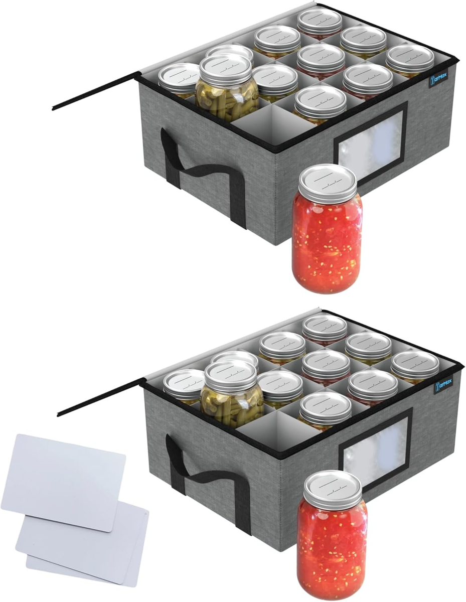 32 Oz Mason Jar Organizer - 2 Pack Stackable Storage with Lid