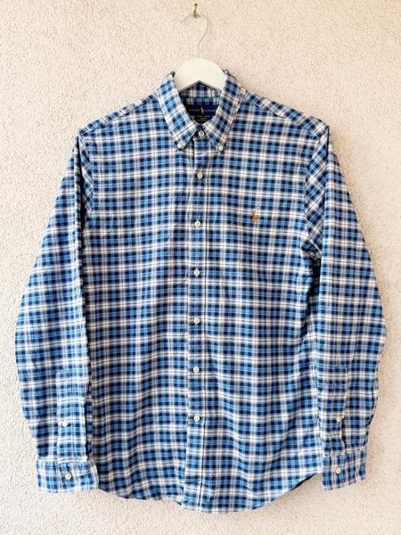 Men Polo Ralph Lauren Shirt Navy Cotton L #CM7D