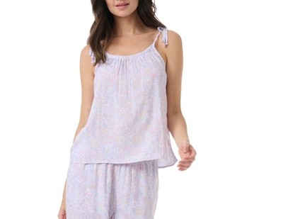 Splendid Women's Tie-Strap Cami Pajamas Top - Heart Stroke Purple Small