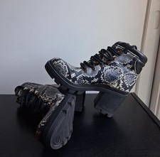  Marc Fisher LTD Izzie 2 Embossed-Snakeskin Leather Combat Boots.